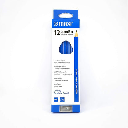 MAXI Jumbo Triangular HB Pencils Pack of 12 – Thick Graphite School Pencils for Kids