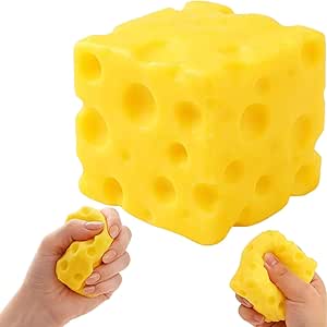 2-Pack Cheese Cube Squeeze Toys, Soft Sensory Fidget Set