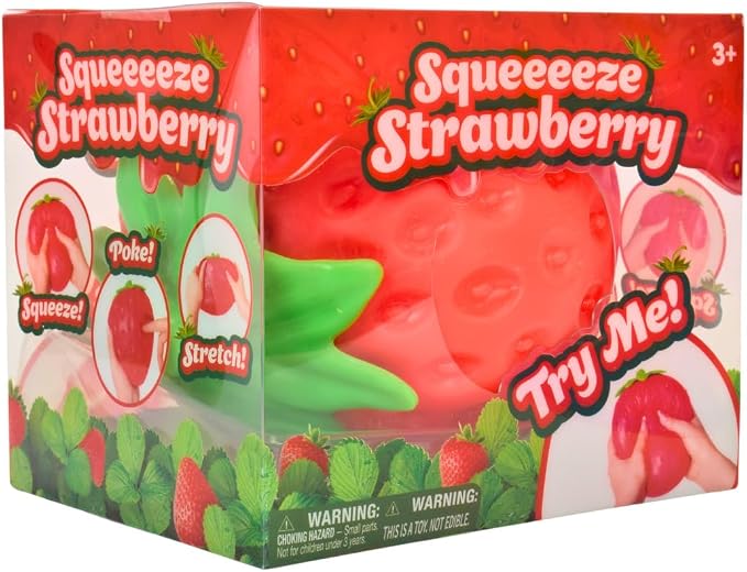 Giant Strawberry Squeeze & Stretch Sensory Fidget Toy – 15 cm