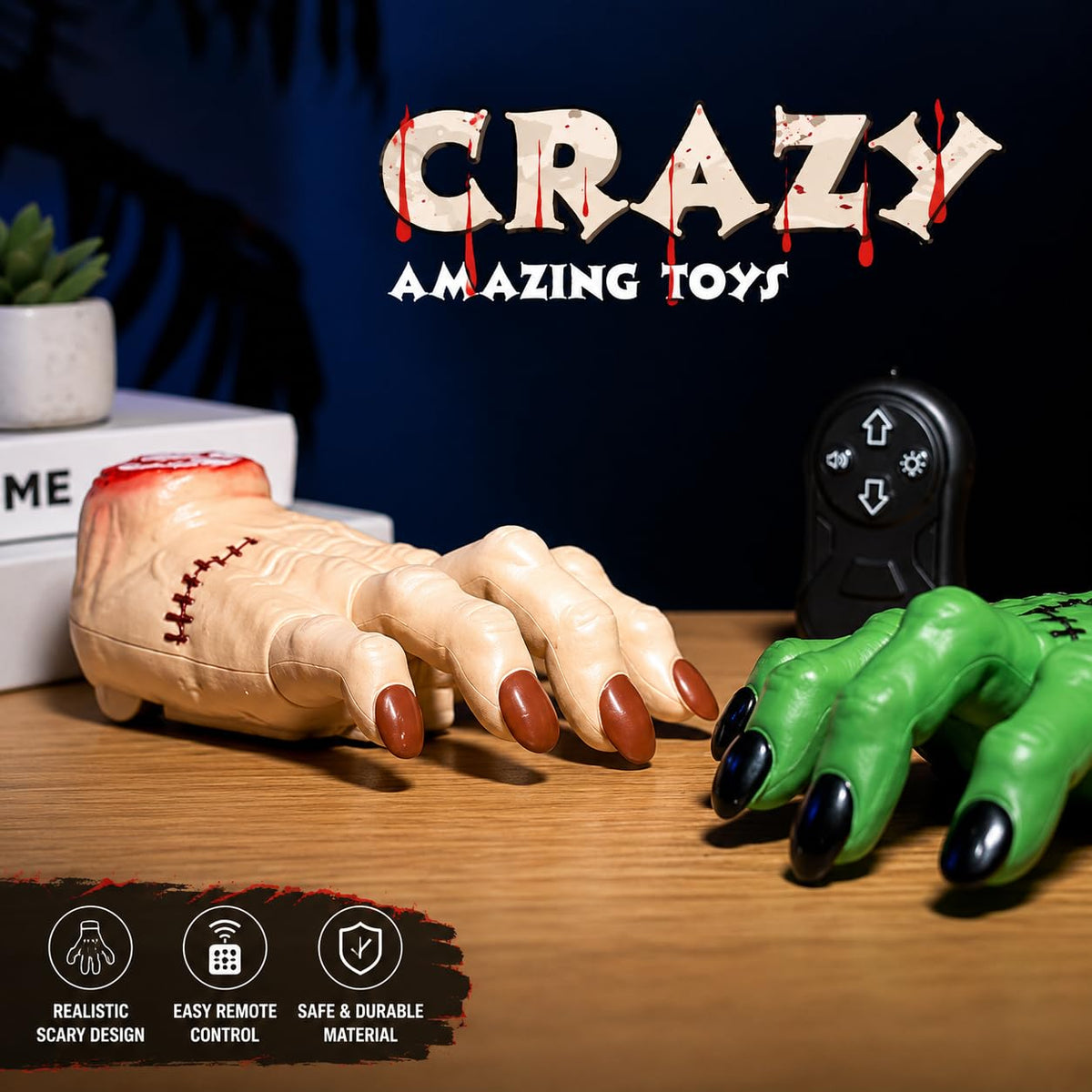 Halloween Remote Control Crawling Hand with Sound & Light, Beige
