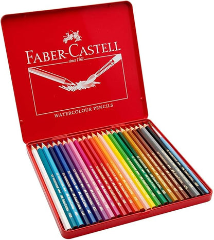 Faber-Castell Watercolour Pencils Set with Brush Aquarell 12/24 Colours