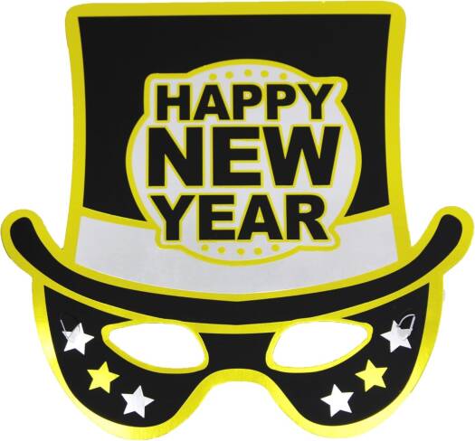 Happy New Year Hat & Mask Party Accessory – Black & Gold Celebration Prop