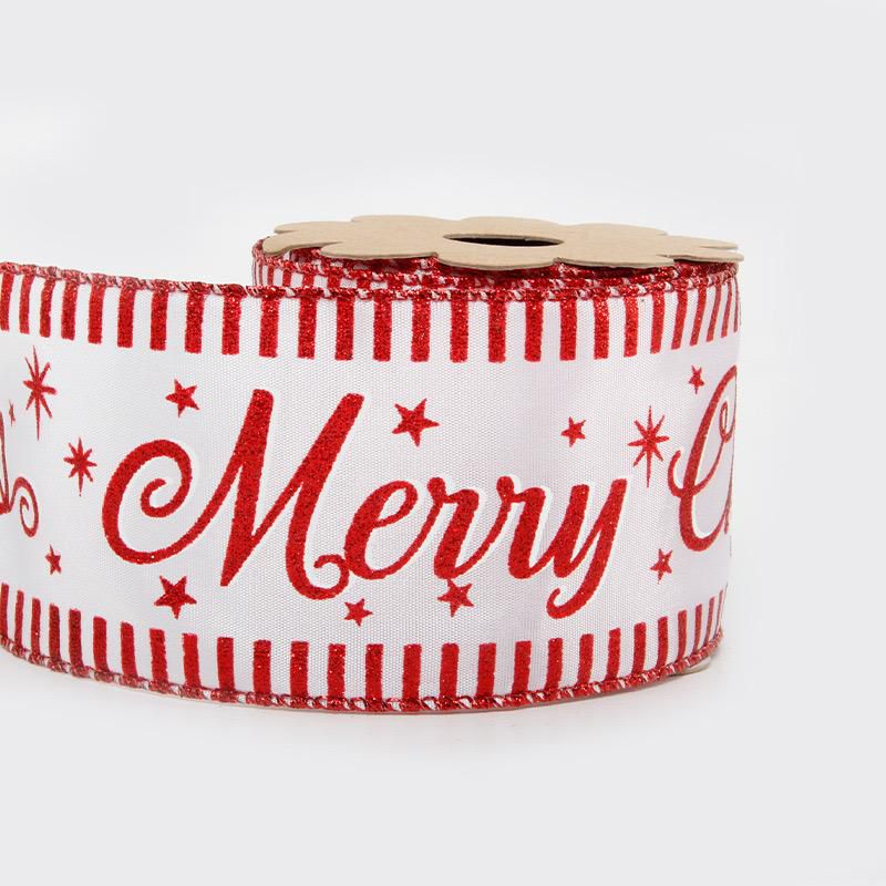 Merry Christmas Red & White Holiday Ribbon – 2.5 Inch, 22 Meters