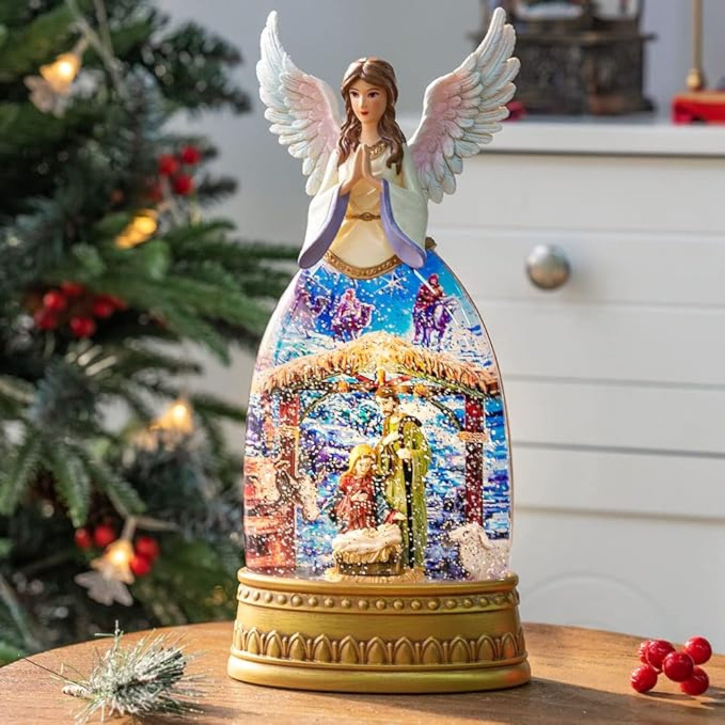 Christmas Snow Globe with Music, Interior Christmas Decorations, Nativity