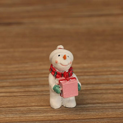 Mini Snowman Figurine with Gift Box Christmas Decoration 5 Pcs