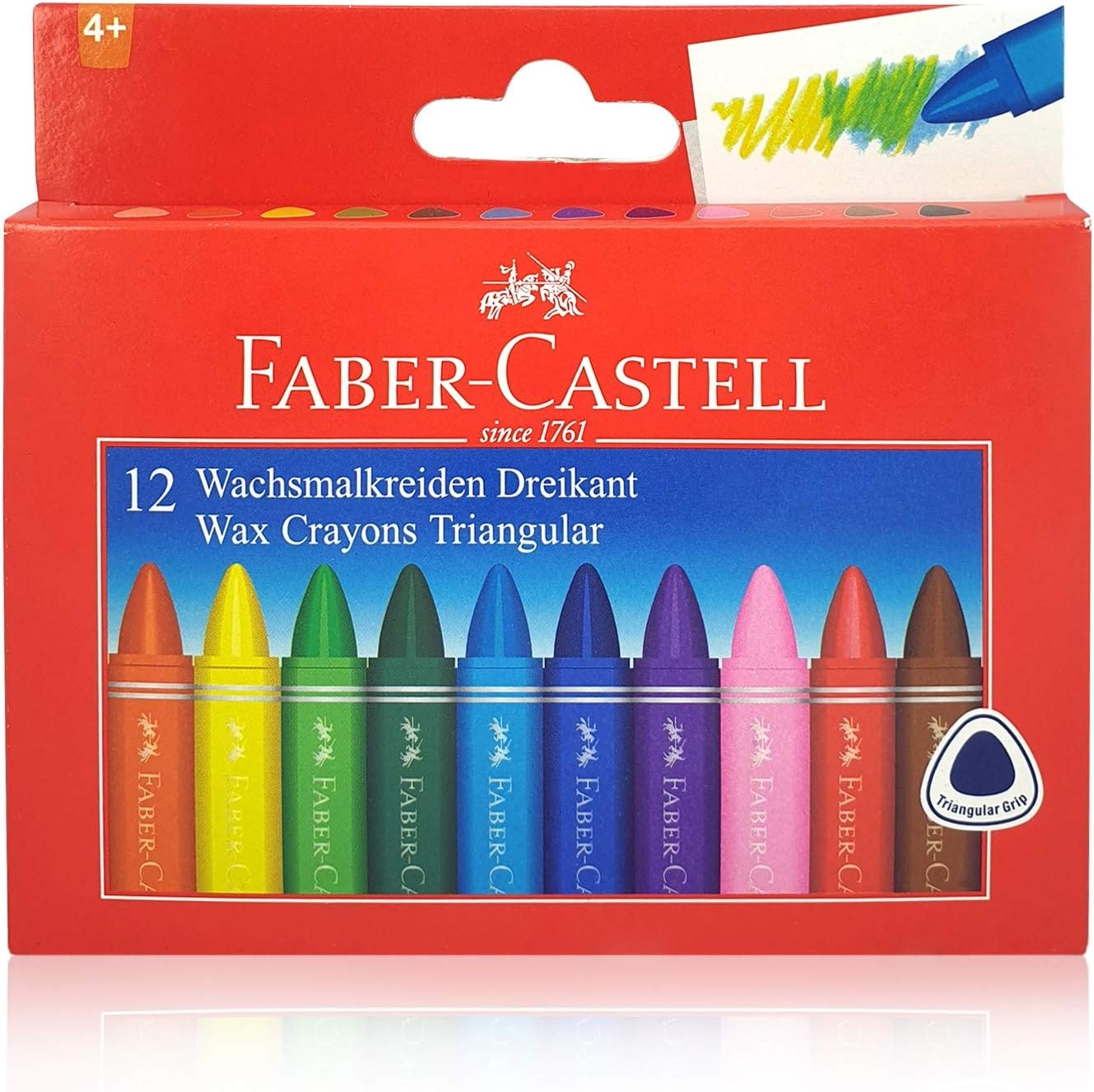 Faber-Castell Wax Crayons 12 Colors Triangular Grip for Kids