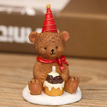 Christmas Party Bear Figurine with Cupcake Table Decoration 3 Pcs