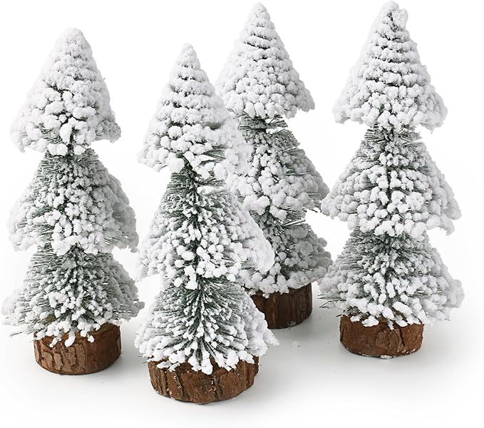 Snow-Covered Tabletop Christmas Tree ( 3 Pcs)