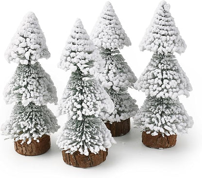 Snow-Covered Tabletop Christmas Tree ( 3 Pcs)
