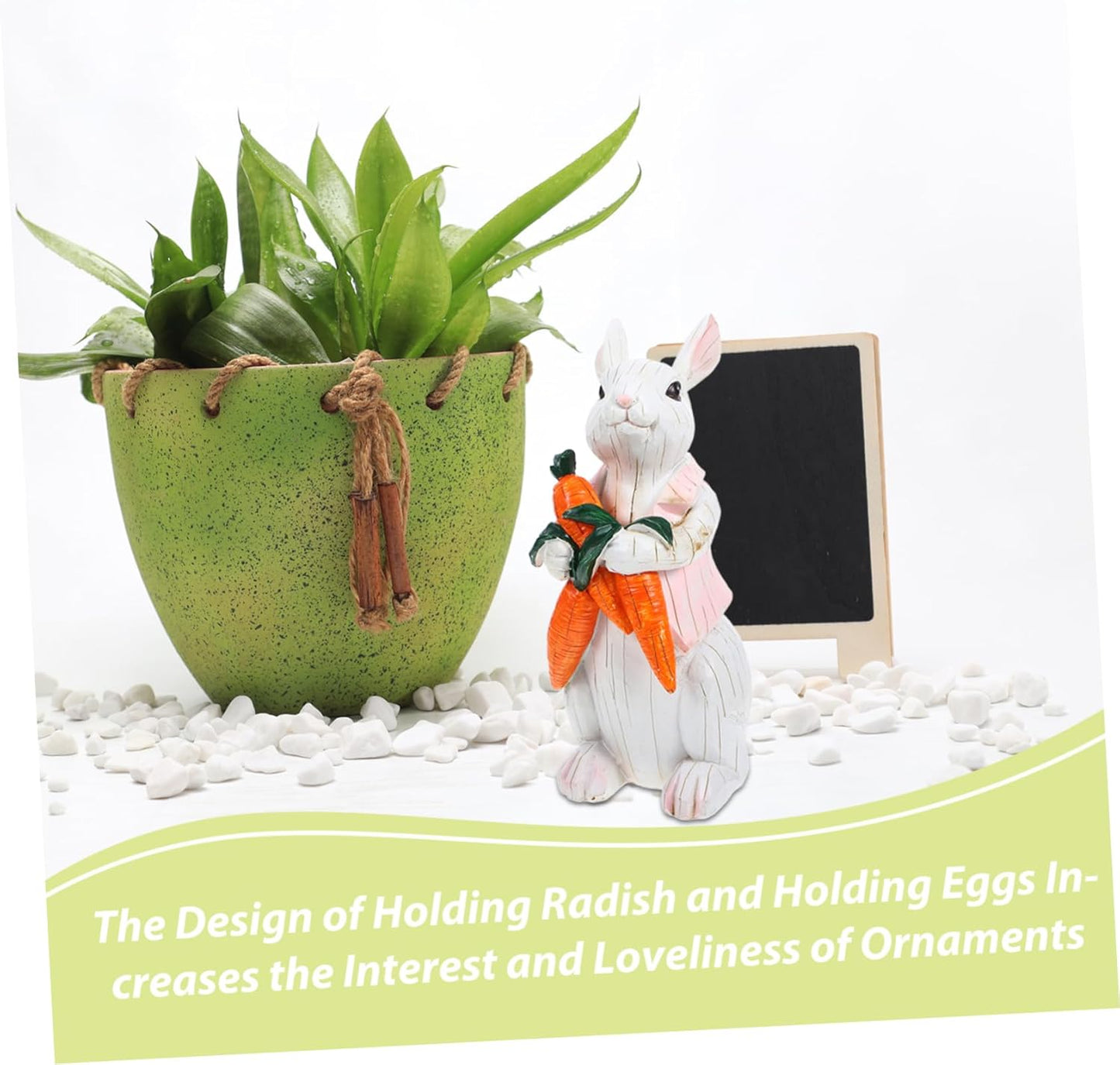 Easter Bunny Figurine with Carrots – 20cm Resin Table Decor