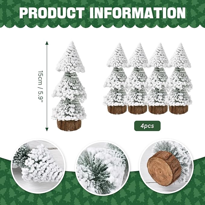 Snow-Covered Tabletop Christmas Tree ( 3 Pcs)