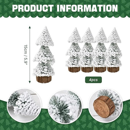 Snow-Covered Tabletop Christmas Tree ( 3 Pcs)