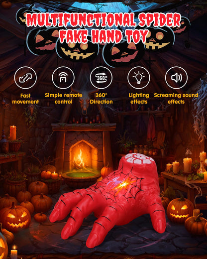 Remote Control Crawling Spider Hand Toy – Halloween Prank Hand with Lights & Sounds