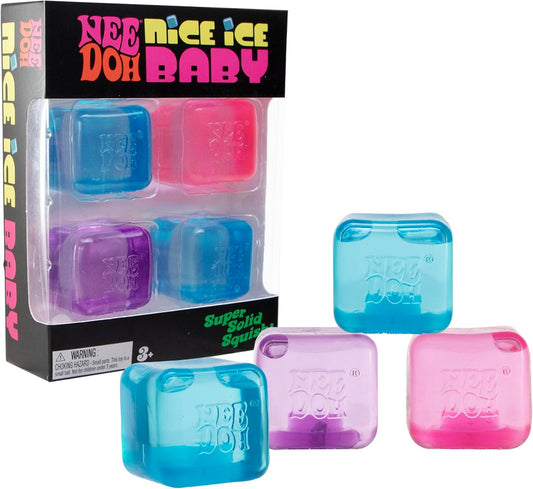 NeeDoh Nice Ice Baby | Mini Ice Cube Sensory Squeeze Toy 4-Pack