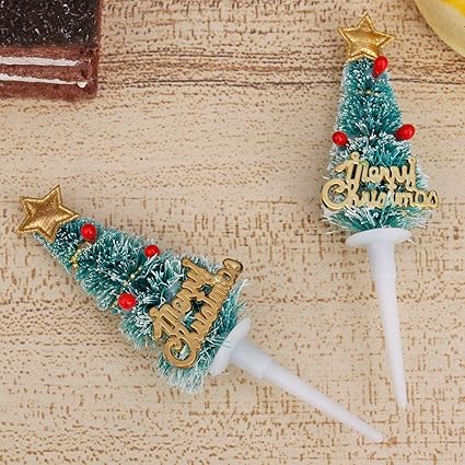 Christmas Tree Shape Cupcake Toppers for Holiday Cake Decoration 10 Pcs