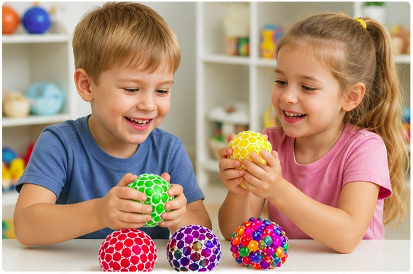 4 PCS Mesh Stress Balls Set – Colorful Squishy Fidget Sensory Toys for Kids & Adults (Random Colors)