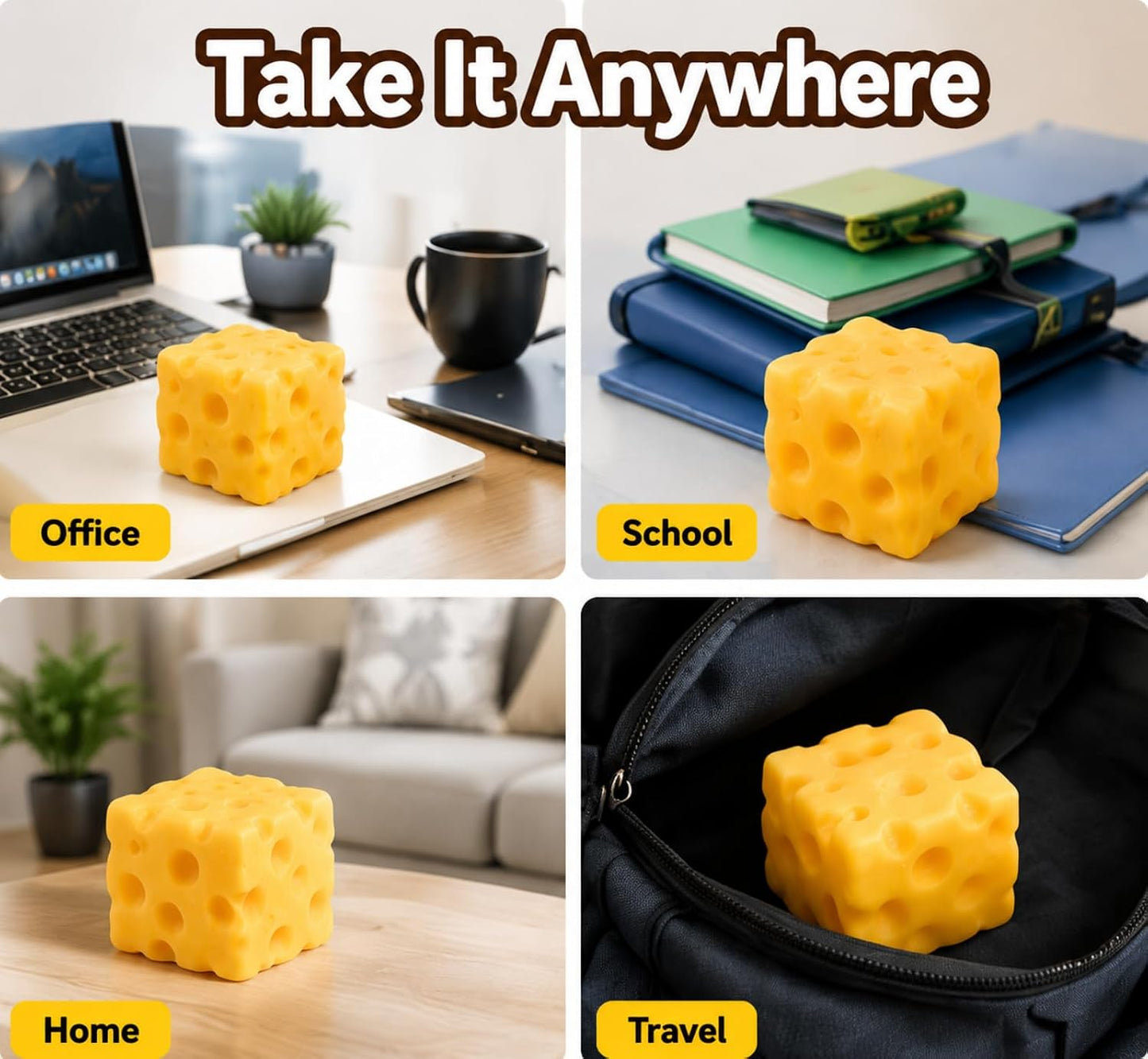 2-Pack Cheese Cube Squeeze Toys, Soft Sensory Fidget Set