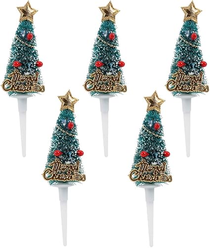 Christmas Tree Shape Cupcake Toppers for Holiday Cake Decoration 10 Pcs