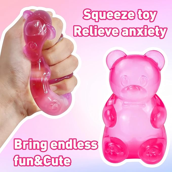 NeeDoh Gummy Bear Pink Super Solid Squish Stress Relief Sensory Fidget Toy