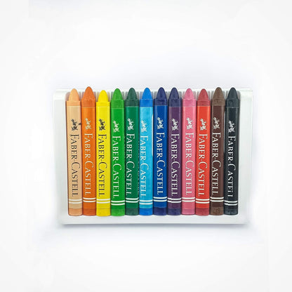 Faber-Castell Wax Crayons 12 Colors Triangular Grip for Kids