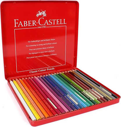 Faber-Castell  24-Pieces Classic Colour Pencils in Metal Tin,Assorted