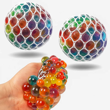 4 PCS Rainbow Mesh Stress Balls Set – Colorful Squishy Sensory Fidget Toys for Kids & Adults (8 cm)