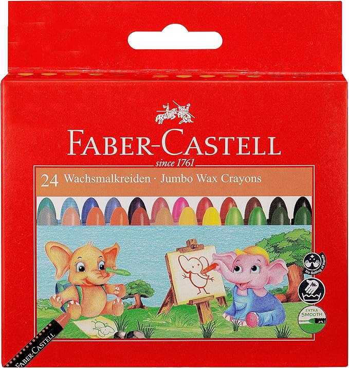 Faber-Castell Jumbo Wax Crayons, 120039, Multicolor, 24 Pcs/Set