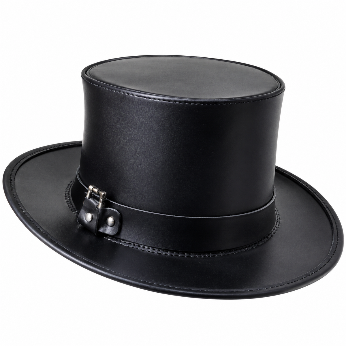 Black Gothic Top Hat with Buckle Detail