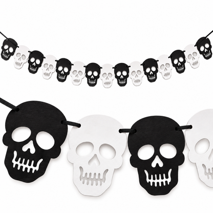 Halloween Skull Hanging Garland Banner – 12 Pcs Black & White, 2 Metres