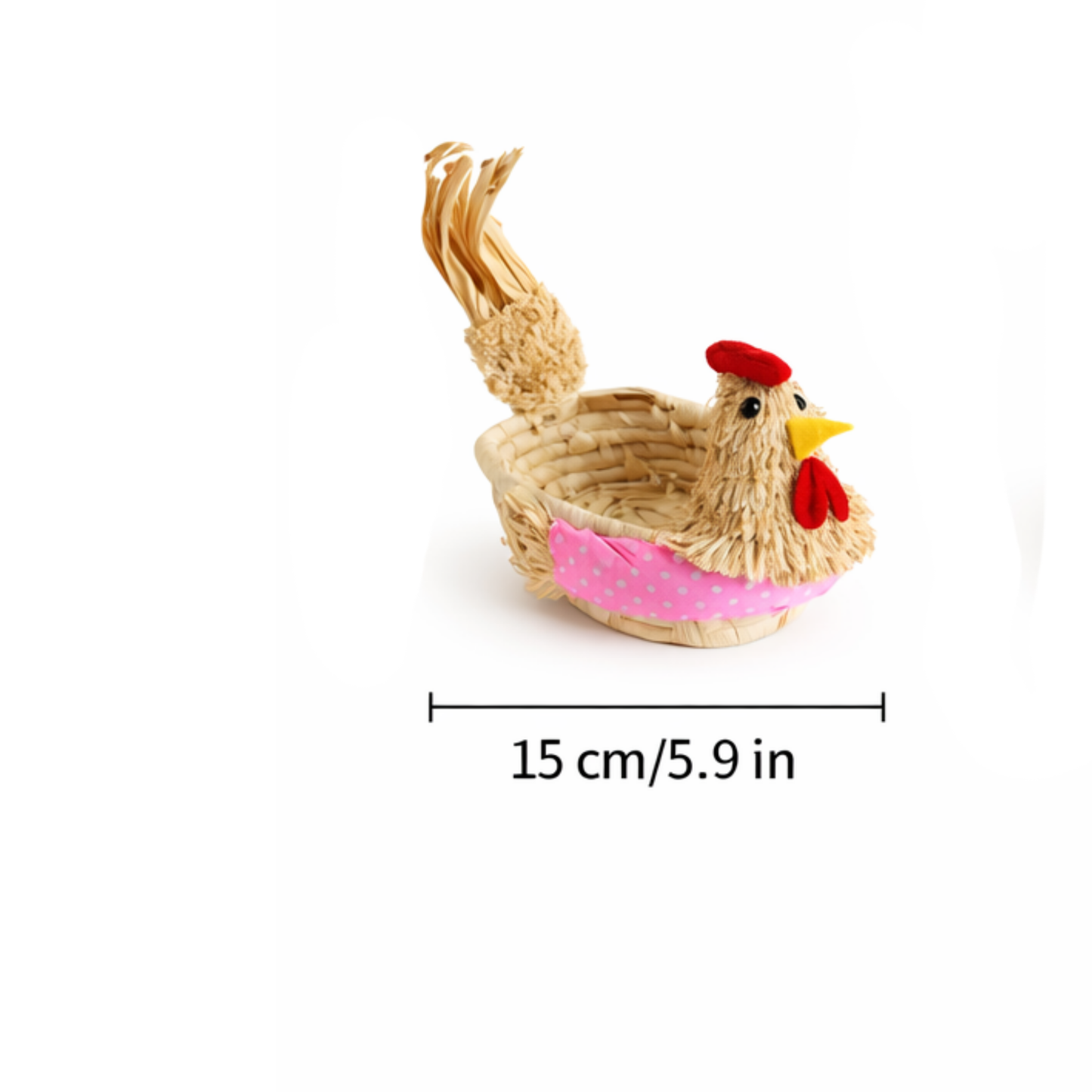 Easter Chicken Basket Decoration – Rustic Straw Egg Holder (Available in 15cm & 30cm Sizes)