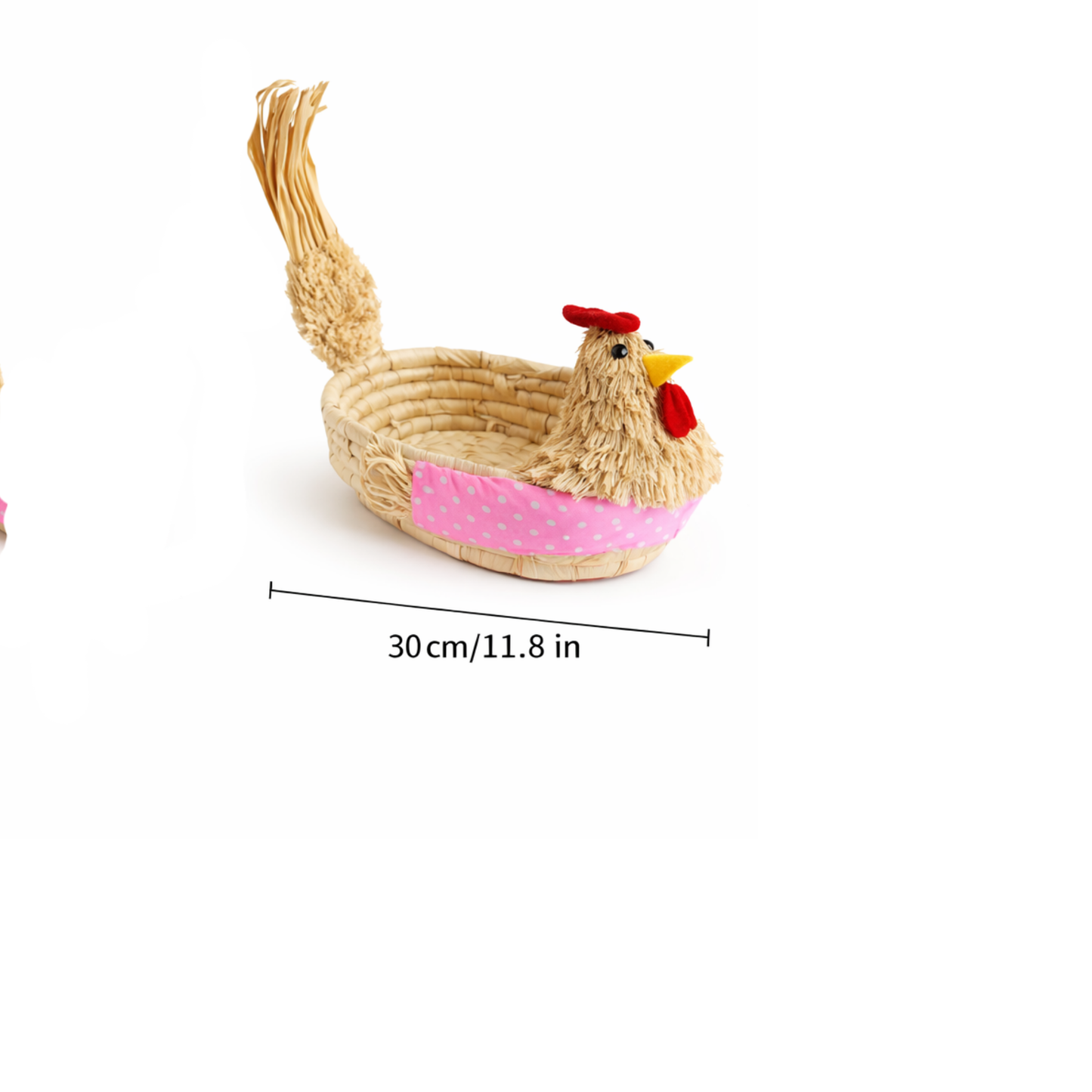 Easter Chicken Basket Decoration – Rustic Straw Egg Holder (Available in 15cm & 30cm Sizes)