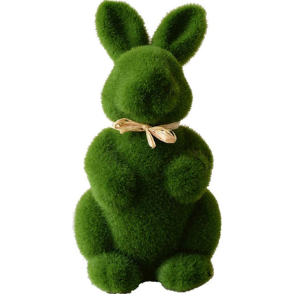 Green Flocked Easter Bunny Decor – 21cm Rabbit Table & Home Decoration
