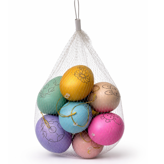 Easter Hanging Egg Decorations Set of 10 – Colorful Spring Ornaments (8x6cm)
