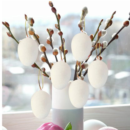 DIY Easter Hanging Eggs – Pack of 10 White Craft Eggs (6cm)