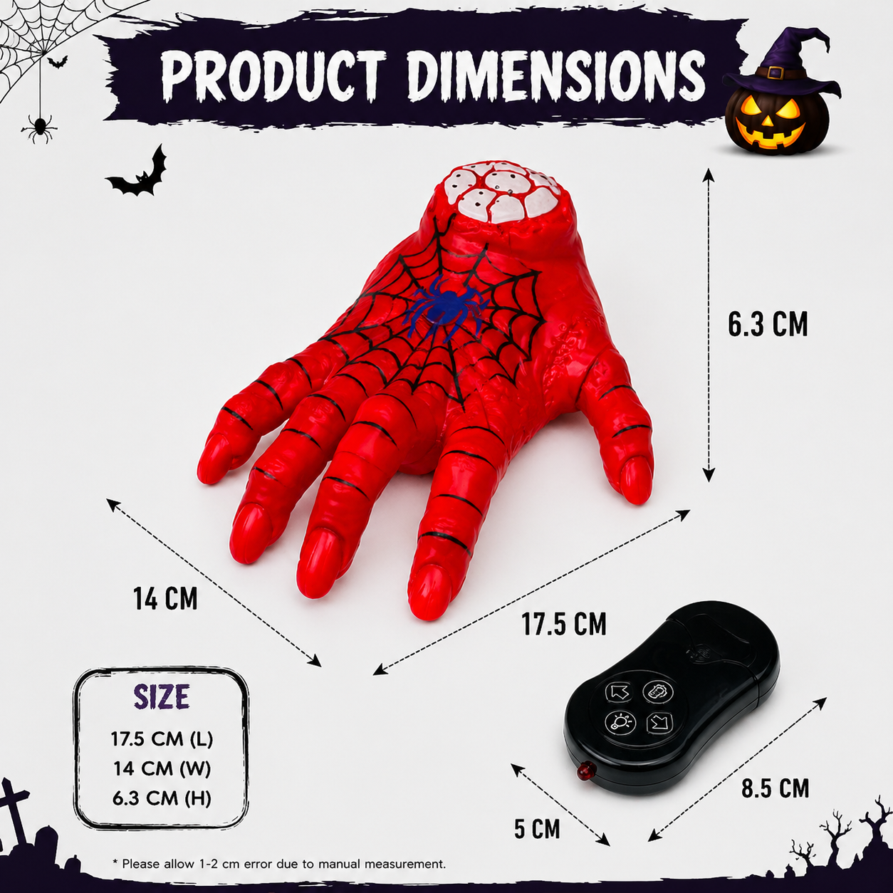 Remote Control Crawling Spider Hand Toy – Halloween Prank Hand with Lights & Sounds