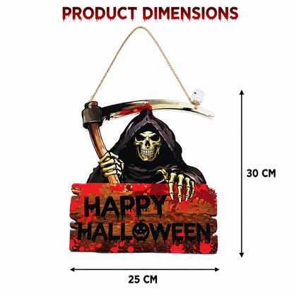 LED Grim Reaper Happy Halloween Hanging Sign Decor