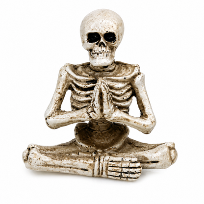 Skeleton Yoga Statue – Meditating Gothic Desk Decor Figurine