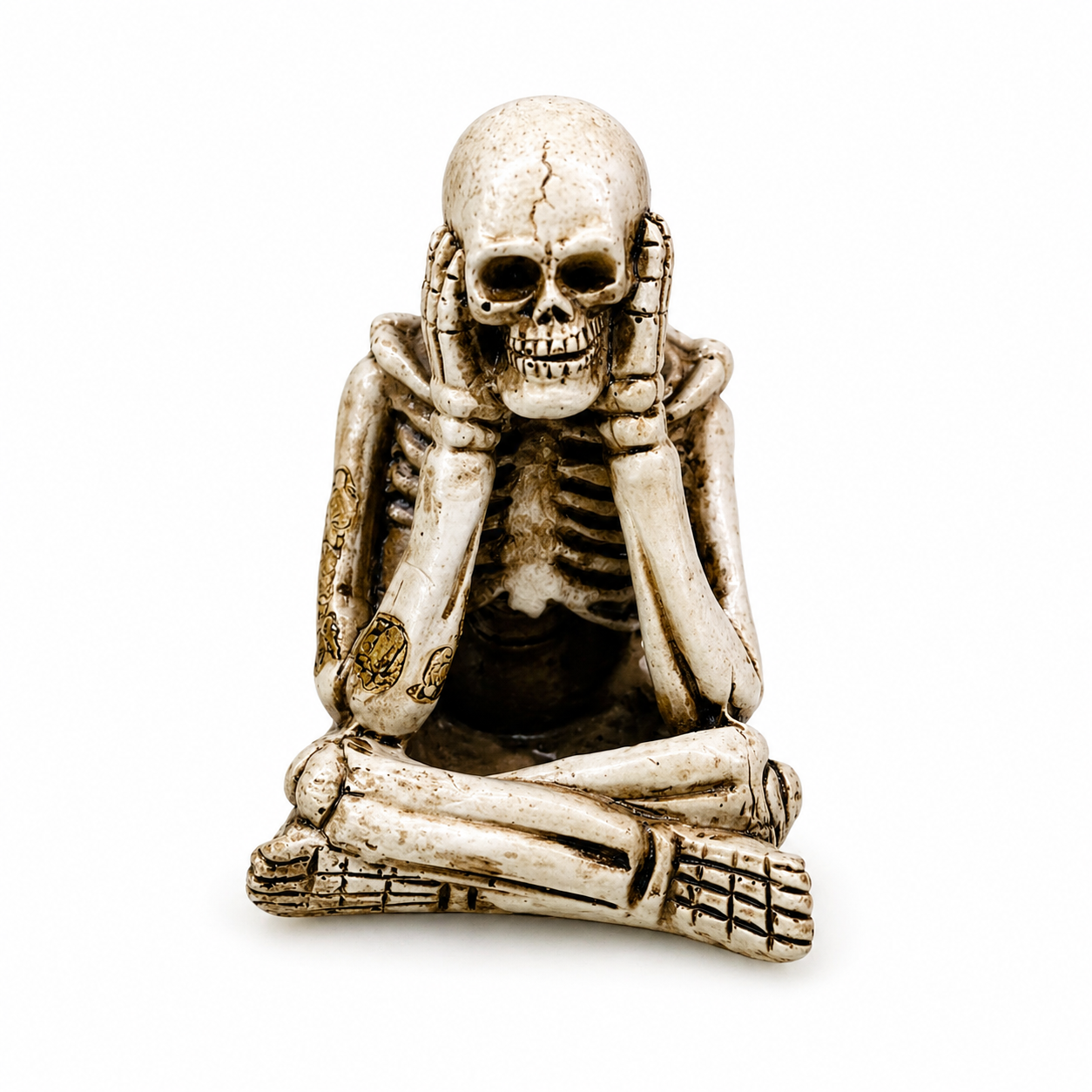 Skeleton Thinker Figurine – Gothic Skull Desk Decor Mini Resin Statue