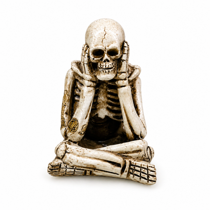 Skeleton Thinker Figurine – Gothic Skull Desk Decor Mini Resin Statue