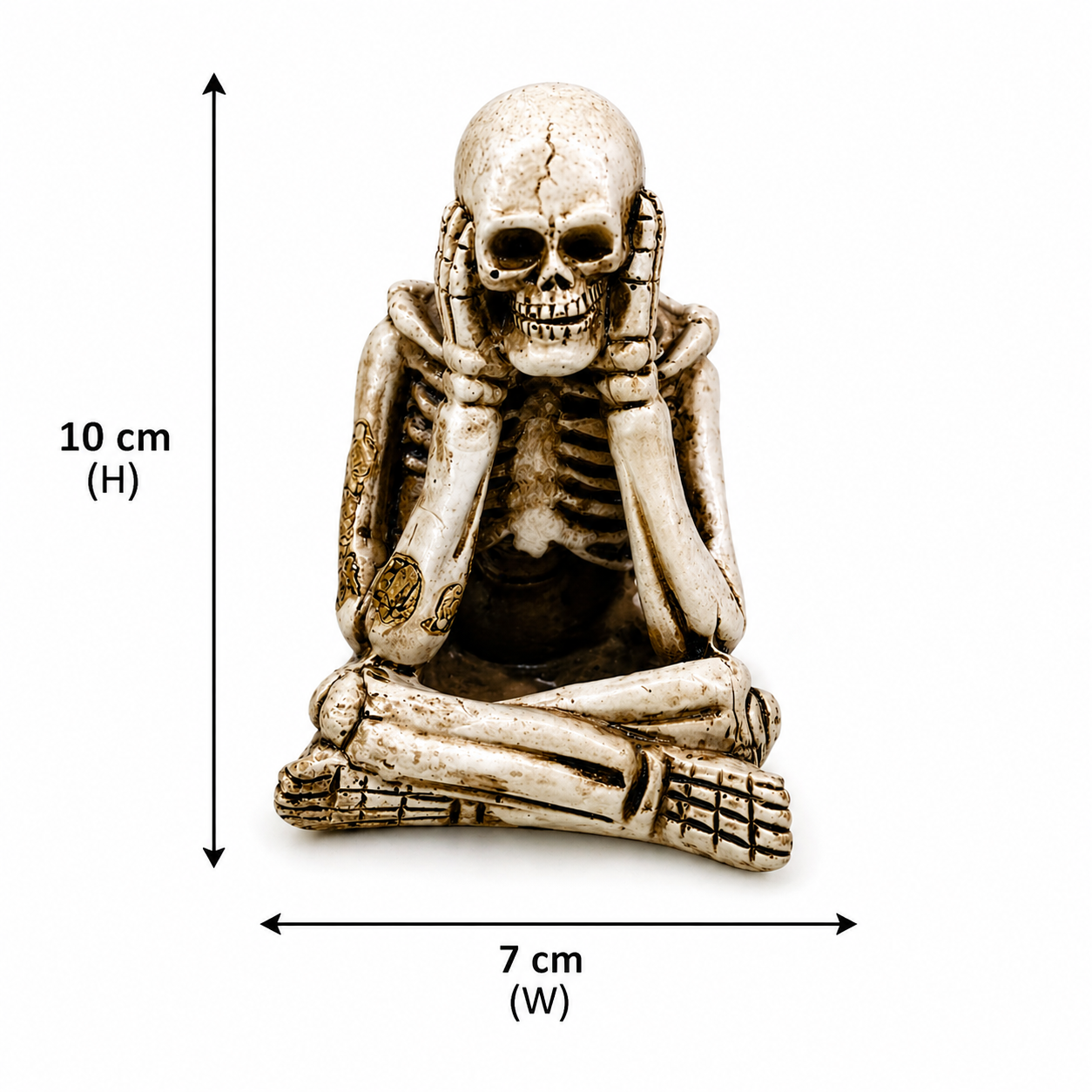 Skeleton Thinker Figurine – Gothic Skull Desk Decor Mini Resin Statue