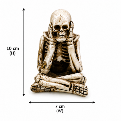 Skeleton Thinker Figurine – Gothic Skull Desk Decor Mini Resin Statue