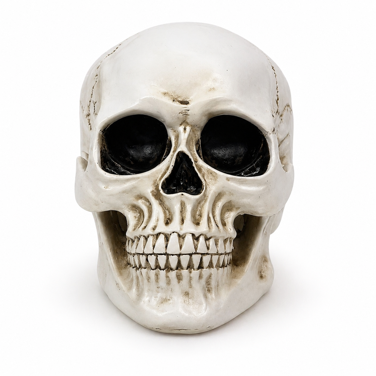 Human Skull Figurine – Gothic Tabletop Skull Statue for Home Décor