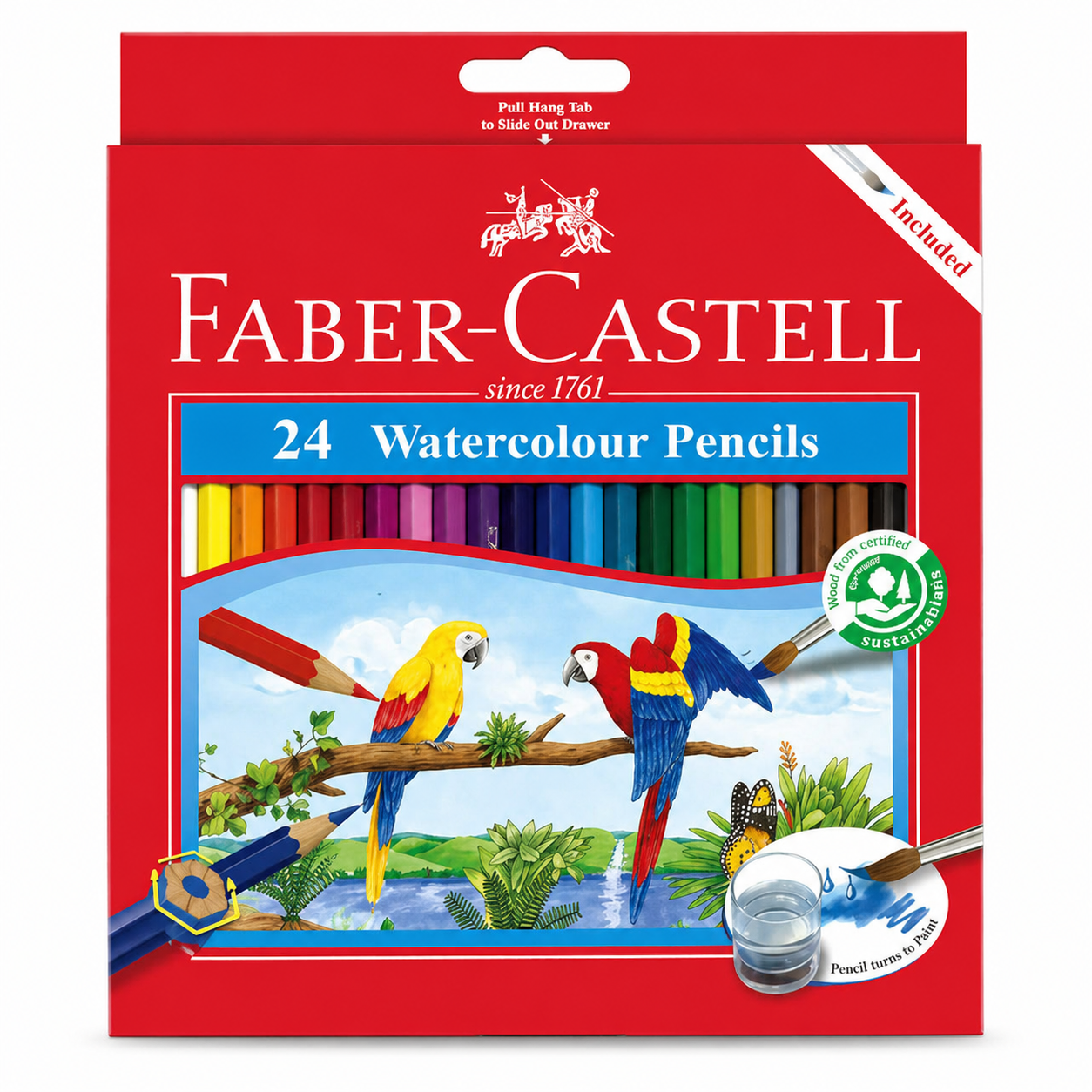 Faber-Castell 24 Watercolour Pencils Set with Brush