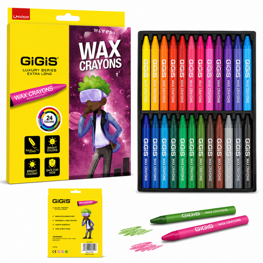 GiGiS 24 Color Wax Crayons Set for Kids