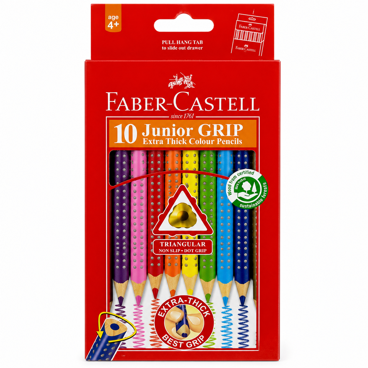 Faber-Castell 10 Junior Grip Colour Pencils for Kids
