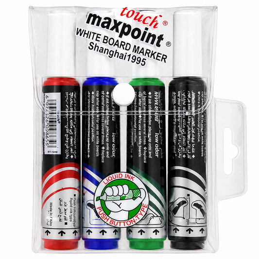 Maxpoint Whiteboard Marker Set 4 Colors Refillable Dry Erase Pens