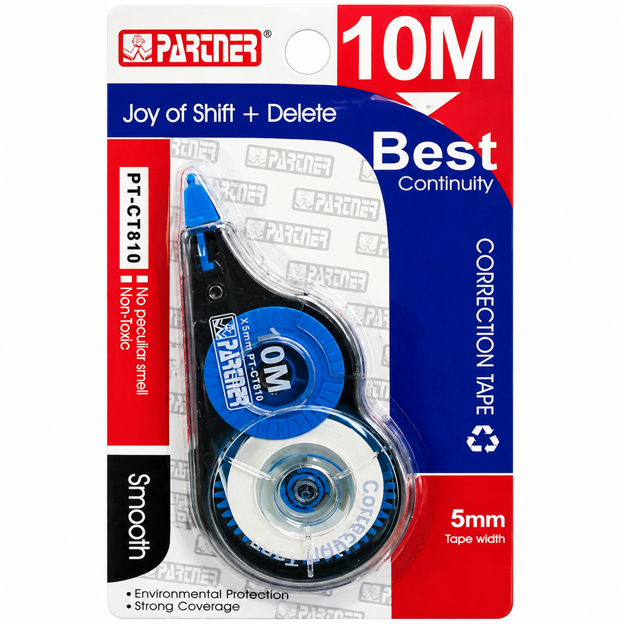 Partner Correction Tape 10M Smooth Eraser Roller 5mm Office Supply