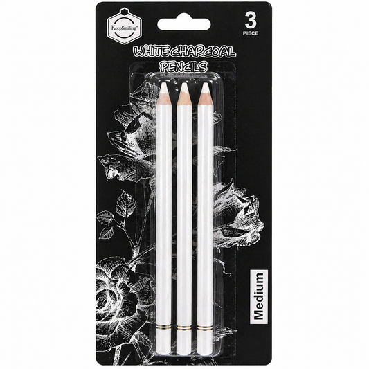 White Charcoal Pencils Set of 3 for Sketching and Drawing