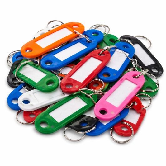 Key Tags with Label and Ring Assorted Colors Pack Options