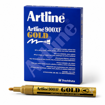 Artline 900XF Gold Permanent Marker – Metallic Ink, 2.3 mm, Xylene Free